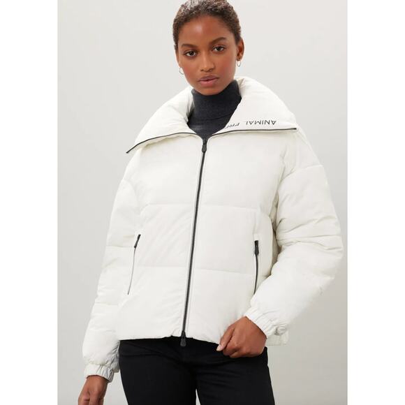 Save the Duck Jacket Women Small Off White Hina Puffer Ultra Light Coat Plumtech - Picture 1 of 14
